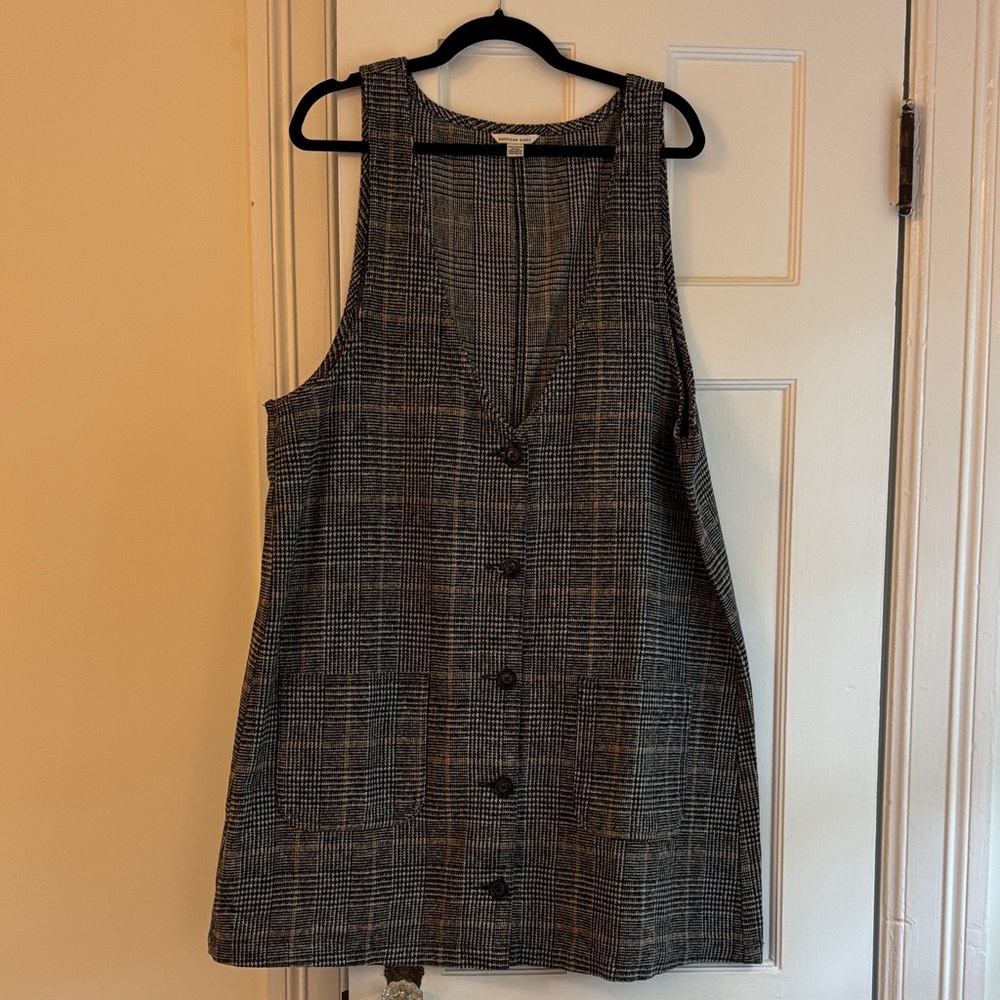 American Eagle Outfitters Black and Gray Plaid Mini Dress